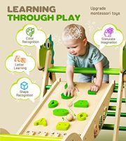 Mainan Panjat Segitiga 9-in-1 Montessori untuk Balita, Lipat, Kayu, Jungle Gym & Playground Indoor