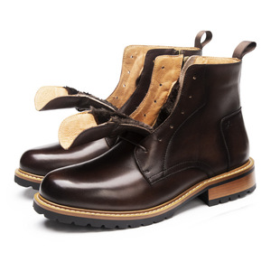 Bottes Chukka pour moto, chaussures habillées classiques et élégantes, style preppy, bottines décontractées pour hommes, en cuir de vache véritable épais, style rétro - Product Image 5