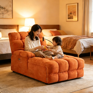 Canapé-lit de sol multifonctionnel en chenille réglable avec support de téléphone, chaise longue inclinable pour jeux, lecture et siestes – Style traditionnel - Product Image 2