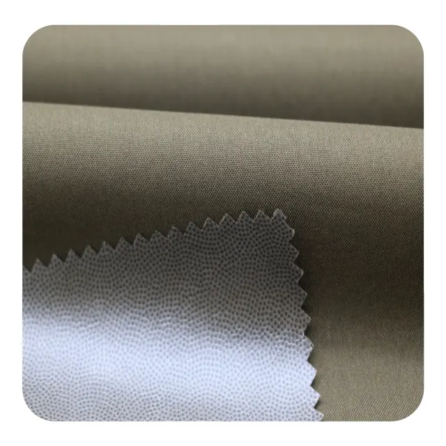 Alta calidad 150D impermeable transparente TPU película unida 100% poliéster Pongee tela elástica