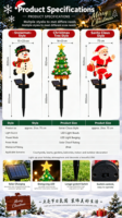 Lampes solaires LED de Noël à brancher dans le sol, panneau solaire haute luminosité IP44 rechargeable pour l'éclairage extérieur du jardin et du paysage