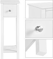 Inweto 2025 New Avon Exquisite Slim Table de chevet en bois Table de chevet tiroir étagère ouverte pour chambre réception couloir côté blanc