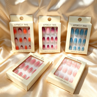 Prêts à être expédiés : Faux ongles à presser en amande moyenne, dégradé français ombré, en stock, réutilisables en ABS, vente en gros, expédition rapide