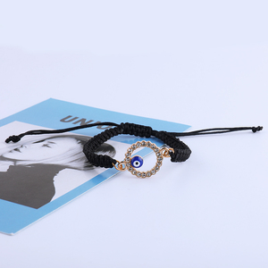 Pulsera redonda de ojo de diablo hecha a mano para mujer, joyería de cristal delicada de la amistad, cuerda negra - Product Image 2