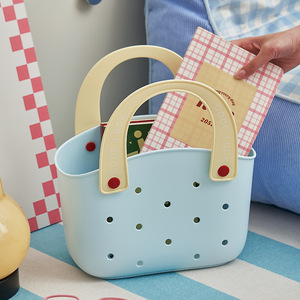 Simple Style Handheld <b>Plastic</b> Storage <b>Basket</b> Beach Hole Kitchen Dripping Washable Vegetable <b>Basket</b> for Bath Use - Product Image 3