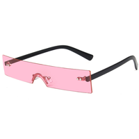 Nouvelles lunettes de soleil rectangulaires étroites et petites pour femmes, monture sans bordure teintée rose, jaune, rouge, lunettes de soleil pour femmes