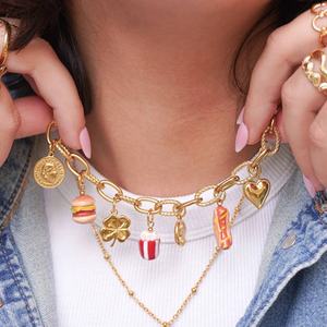 Collar con Colgante de Trébol de Cuatro Hojas y Corazón, Cadena Suelta DIY de Acero Inoxidable, Chapado al Vacío en Oro de 18K, de Moda - Product Image 2