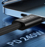 16K PD240W USB 5.0 C mâle vers USB 5.0 C mâle Charge d'alimentation transfert de données prise en charge vidéo 10cm câble de tresse en nylon