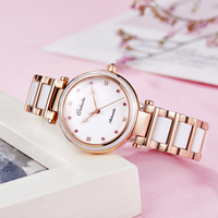 Montre pour femme Caluola de luxe ODM/OEM, mouvement mécanique automatique, cadran en cristal saphir, fermoir papillon, 33 mm, haute qualité