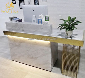 Bureau <span class=keywords><strong>de</strong></span> réception <span class=keywords><strong>de</strong></span> style nordique Nouveau motif en marbre et design en métal Mobilier <span class=keywords><strong>de</strong></span> salon <span class=keywords><strong>de</strong></span> beauté Bureau <span class=keywords><strong>de</strong></span> réception - Product Image 5