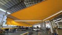Auvent rétractable d'extérieur, structure en alliage d'aluminium, protection UV, bras LED, étanche, motorisé, manuel, fabrication en usine