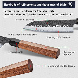 Cuchillo Santoku de 7 pulgadas, forjado a mano, 9CR18MOV, acero con alto contenido de carbono, cuchillo de cocina japonés profesional ultraafilado para sushi - Product Image 3