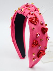 Nuovo Accessorio per Capelli alla Moda per San Valentino, Cerchietto a Cuore con Perle e Strass, Bordo Largo <span class=keywords><strong>Rosa</strong></span> - Product Image 4