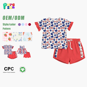 Pigiama Estivo Comodo Puresun per il 4 Luglio in Viscosa di Bambù, <span class=keywords><strong>Camicia</strong></span> <span class=keywords><strong>da</strong></span> <span class=keywords><strong>Notte</strong></span> per Bambine in <span class=keywords><strong>Cotone</strong></span> Biologico, Pigiami Personalizzati Stampati per Bambini - Product Image 1