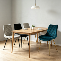 Chaise de salle à manger rembourrée en velours, dossier matelassé en losanges, pieds en métal, chaise d'appoint moderne pour ensemble de salle à manger, hôtel, projet commercial