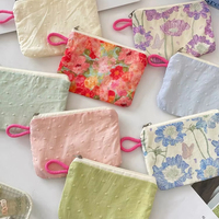 Pochette portable zippée pour monnaie, rouge à lèvres, clés, cosmétiques, avec compartiment intérieur, rangement pour pièces de monnaie et câbles de données divers