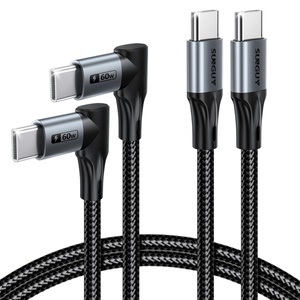 SUNGUY 60W 90 Degree USB <b>C</b> Power <b>Cable</b> Fast <b>Charging</b> <b>Cable</b> <b>Type</b> <b>C</b> Data <b>Cable</b> chargeur for Mobile Phone Laptop and Car - Product Image 1