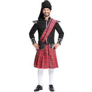 <span class=keywords><strong>Disfraz</strong></span> de Halloween 2024 al por mayor, <span class=keywords><strong>disfraz</strong></span> de soldado escocés con estampado a cuadros rojos para hombre - Product Image 1
