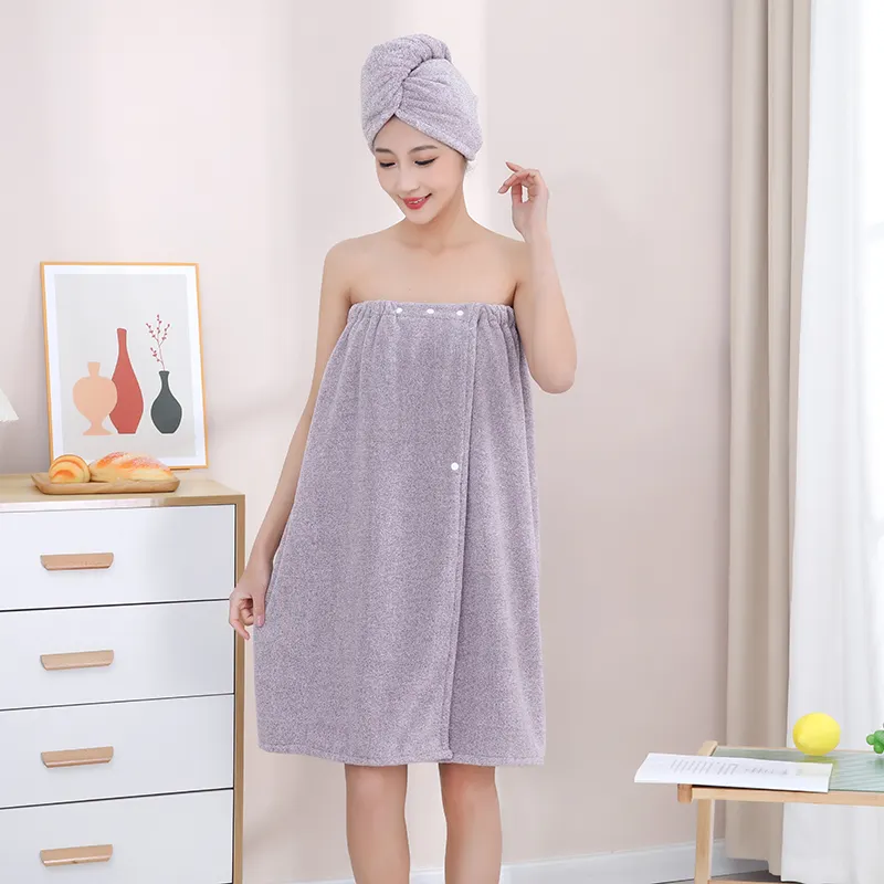 Großhandel Luxus Komfortable Einstellbare schnell trocknende Dusche Body Wrap Mikro faser Haartuch Kleid Badet uch Set