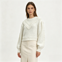 Pull décontracté pour femme Sienna, col rond, manches longues, avec dentelle, qualité supérieure, OEM & ODM, vente en gros