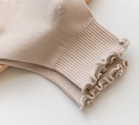 Chaussettes de cheville en coton tricoté à volants tendance pour femmes - Utilisation quotidienne au printemps, chaussettes tubulaires décontractées