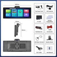 10.26 pouces écran tactile Dash Cam DVR Bluetooth sans fil Carplay Android Auto Display avec fonction de caméra avant arrière universelle