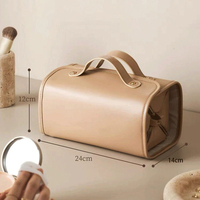 Bolsa de Maquillaje de Lujo para Mujer, Resistente al Agua, con Logotipo Personalizado, Botón, Portátil, de PU