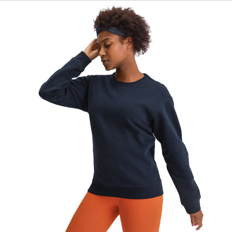 Popular Tan Color Warm Shirt Thermal Fleece Sports Wear Pullover Cotton Sweaters Crewneck