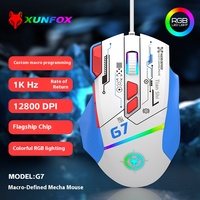 Souris optique filaire USB XUNFOX G7 avec macros programmables, rétroéclairage LED, mécanique pour jeux, pour PC et ordinateur portable