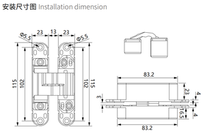 23x115mm Zinc 180 Degree Concealed Hinge Oem&odm Black 3d Adjustable 40kg Silent Door for Wooden Bld-g115 180 Degree Opening - Product Image 5