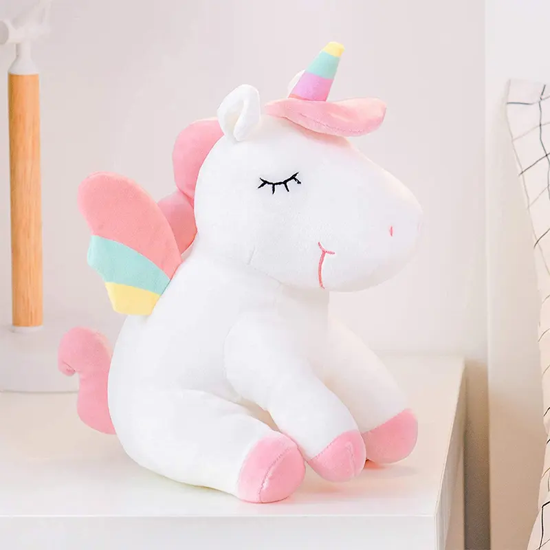 Rosa bianco peluche moda adorabile unicorno peluche fornitore giocattoli giocattoli di peluche all'ingrosso campione gratuito produttore personalizzato