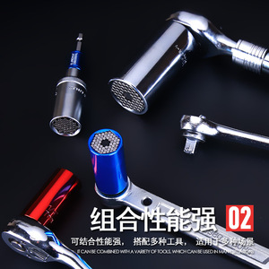 Socket Wrench Set 1/2 In Hex Drive Forged S2 Steel Polished Chrome Industrial Grade T-Handle Ball Hex - Product Image 3