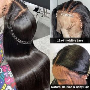 Pelucas de Cabello Humano Brasileño Virgen con Encaje HD de 40 Pulgadas, Ondulado Profundo y Rizado, con Frente de Encaje Transparente para Mujeres Negras - Product Image 4