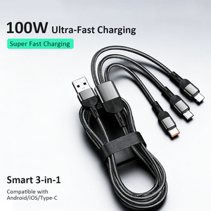 Nuovo Cavo di Ricarica Rapida OEM 3 in <span class=keywords><strong>1</strong></span> da 100W <span class=keywords><strong>1</strong></span>,2M con Rivestimento in Nylon per Accessori Smartphone 5A 6A - Product Image 2