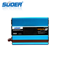 Suoer อินเวอร์เตอร์ดัดแปลงคลื่นไซน์เวฟ,1000W DC 12V เป็น AC 220V ปิดกริดอินเวอร์เตอร์ตัวควบคุมพลังงานแสงอาทิตย์ในตัว