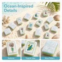 Ensemble de Mahjong d'été Seaside avec motif vague et tuiles tropicales Cocktail Sauvage pour les soirées de jeu au bord de la piscine ou sur la plage