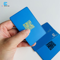 Carte de visite NFC en métal personnalisée NTAG213 13,56 MHz, carte numérique intelligente sans contact avec logo gravé au laser