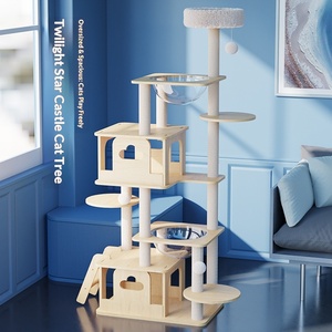 <strong>Cat</strong> <strong>Climbing</strong> <strong>Frame</strong> <strong>Cat</strong> Nest Tree Integrated Sisal Column Jumping Table Grab Board Space Capsule Solid Wood Simple Style Carton - Product Image 5