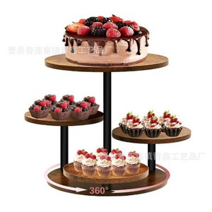 Support à gâteau en bois à 4 niveaux, présentoir rotatif de bureau pour cupcakes, desserts, fête d'anniversaire, rangement - Product Image 1