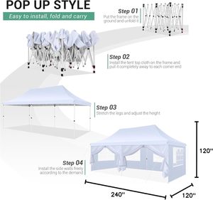 Auvent manuel rétractable, parasol d'extérieur, tente à structure en fer, tissu Oxford, piquet de sol carré, montage facile, toutes saisons - Product Image 6