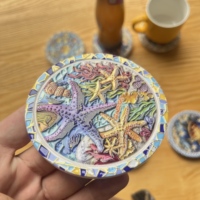 Sous-verres ronds en céramique Mandala colorés de 9 cm, style classique, base en liège écologique, épaisseur 10 mm, tapis et coussinets pour la maison, la voiture, le bureau