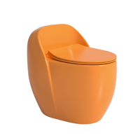 WC monobloc en céramique multicolore en forme d'œuf avec chasse d'eau super siphonique Tornado, à poser au sol