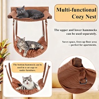 Hamac mural pour chat en gros, double couche, en bois massif, avec coussin amovible, structure d'escalade multifonctionnelle pour chat d'intérieur