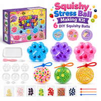 Groothandel DIY Squishy Stressbal Maakset 6 Ballen Poot Ronde Vorm Slime Kit OEM Aangepaste Kleurdoos Privélabel