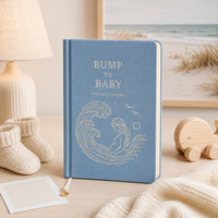 LABON Journal de grossesse personnalisé « Bump to Baby », cadeau souvenir en lin, journal de maternité pour les étapes importantes, cadeau de luxe pour baby shower, vente en gros