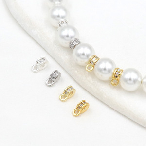 Cierre de tres vías con cuentas espaciadoras de circonita en oro de 18k, 4mm, accesorios de joyería DIY de forma redonda para la fabricación de collares y pulseras. - Product Image 3