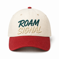 Casquette de baseball en sergé de coton brodée avec logo personnalisé, 6 panneaux, visière crème et rouge, structurée, pour la vente en gros et les souvenirs