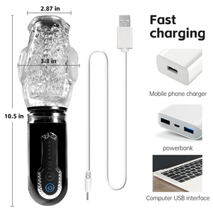 Magic <span class=keywords><strong>Love</strong></span> QR11038 Masturbatore a Coppa con Potente Vibrazione, Rotazione Automatica e Telescopica, per Esercizi di Resistenza del Glande, <span class=keywords><strong>Pocket</strong></span> Pussy - Product Image 6