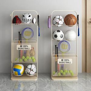 Estante de almacenamiento multifuncional para balones de baloncesto para niños, organizador de balones para interiores, tipo de pie para sala de estar, material de hierro - Product Image 1