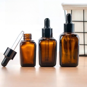 Bán Buôn Vuông Hình Dạng Thủy Tinh Tinh Dầu Chai 10Ml 20Ml 30Ml 50Ml 100Ml Hổ Phách Frosted Glass Huyết Thanh Chai Với Ống Nhỏ Giọt - Product Image 2